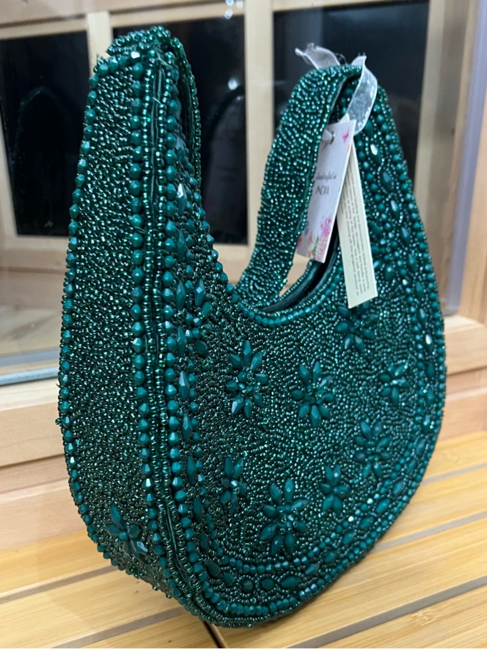 Viral TikTok famous Beaded Emerald Green beaded purse made India